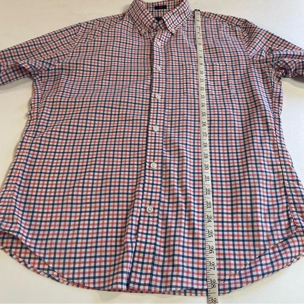J. Crew Men's Checkered Slim Fit Summer Shirt Pink/Blue Size Medium - Picture 8 of 9